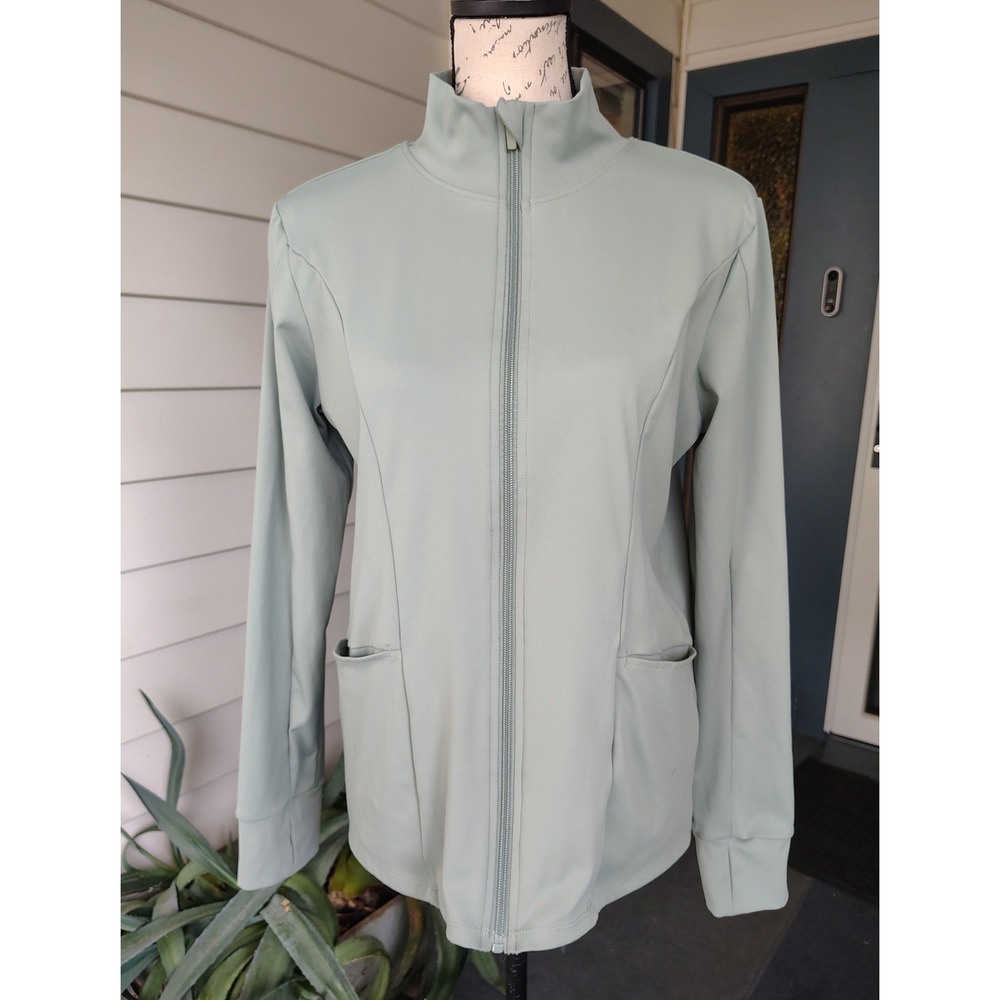 Laundry Shelli Segal Sage Green Activewear Full Zip Track Jacket L Funnel Neck